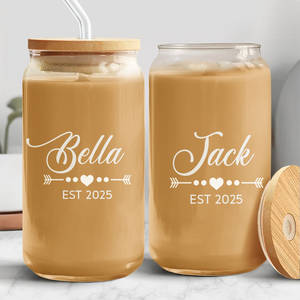 Custom Name Glass Can With Lid Gift For Family TH10 896921