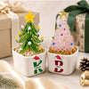 Custom Name Initial Letter Christmas Monogrammed Mini Ceramic Pot with Glass Christmas Tree HO82 903560