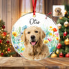 Custom Pet Photo With Watercolor Wildflowers For Dog And Cat Lovers Glass Ornament TH10 894249