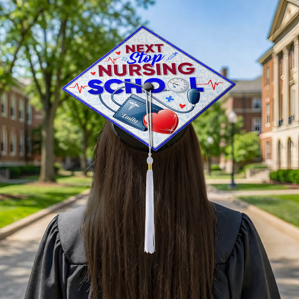 Custom Name Next Stop Nursing School Graduation Cap Topper LM32 899335