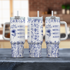 God Says I Am Name Letter In Bible Toile De Jouy Style - Personalized 40oz Tumbler HO82 894666