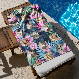 Custom Cute Cat Face Tropical Party Summer Beach Towels LM32 893467