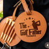Custom Name The Golf Father Leather Golf Bag Tag Gift with Golf Tees, Personalized Leather Golf Bag Tag Gift with Golf Tees, Gift for Golfer HO82 900816