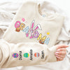 Easter Bunny Coquette Bow Gift For Family Custom Grandma And Kids Name on Sleeves Sweatshirt CH07 895352