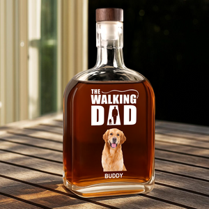 Custom Photo Walking The Dog - Personalized Whiskey Bottle HO82 894140