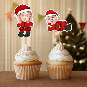 Custom Photo Cute Santa Claus Cupcake Topper Christmas Gift For Family CH07 896356