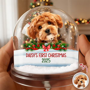 Custom Photo Dog First Christmas Acrylic Snow Globe HA75 898112