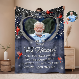 Personalized A Hug From Heaven Custom Photo Memorial Blanket CH07 896454