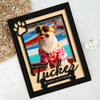 Personalized Pet Memorial Photo Frame, Custom Dog Loss Wooden Sign, Paw Print Picture Plaque HO82 903034
