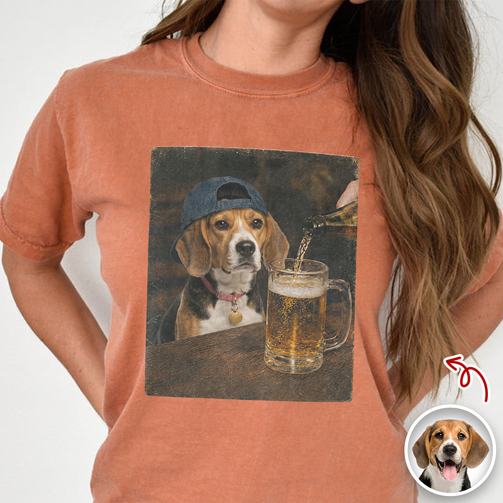 Custom Pet Drinking Beer Coffee Photo Funny Comfort Colors Shirt Funny Dog Lovers Gift CH07 911908