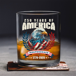 America 250 Years Eagle Independence Day Patriotic Whiskey Glass LM32 895261