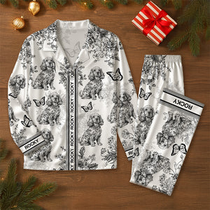 Custom Dog Breeds Chinoiserie Toile De Jouy Style Personalized Satin Pajamas TH10 894401