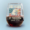 250 Years Of Freedom Since 1776 USA Bald Eagle America Flag Wine Glass HA75 897378
