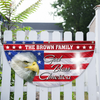 Custom Family Name Patriotic Eagle God Bless America Non-Pleated Fan Flag HA75 898790
