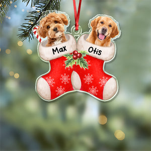 Custom Photo Peeking Dog On Christmas Stocking Personalized Acrylic Ornament Christmas Gift For Dog Lovers CH07 896280