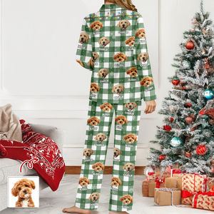 Custom Dog Photo Name Christmas Light Snow Pajamas CH07 899594