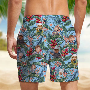 Custom Human Photo Hawaii In The Air Family Man's Beach Short HO82 894274