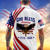 Personalized Patriotic 250th Anniversary God Bless America Eagle 1776–2026 Hawaiian Shirt HO82 901140
