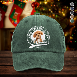 Custom Photo Human Belongs To Dog Cat Pet Washed Denim Baseball Cap HA75 892934