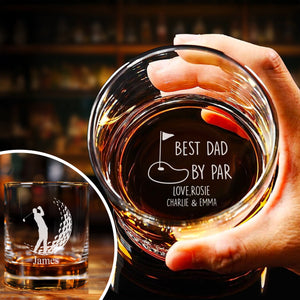 Personalized Father's Day Gift Golf, Best Dad By Par Engraved Whiskey Glass HO82 900906