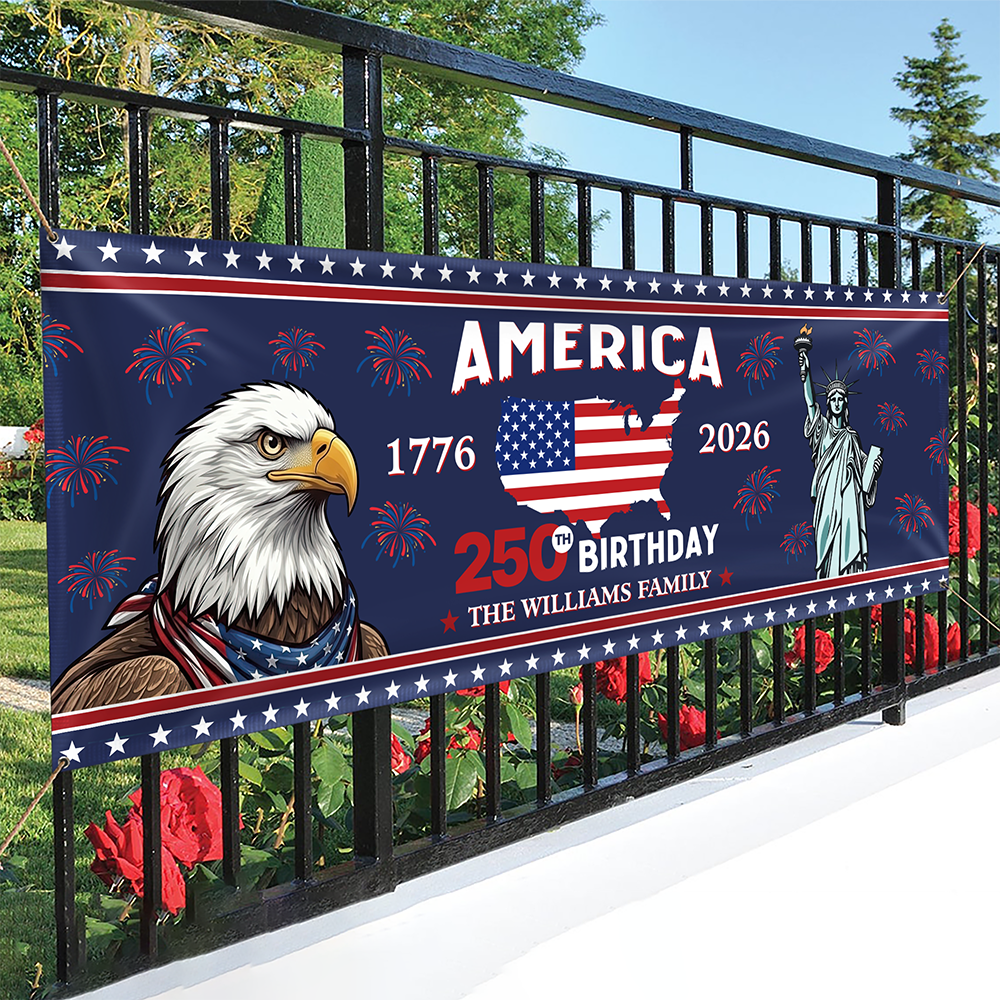 Custom Family Name American 250th Birthday 1776-2026 Banner HA75 920904