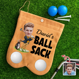 Personalised Cartoon Character Face Photo Suede Golf Ball Bag Sack with 2 Golf Balls Golf Accessory Birthday Gift for Golfer Golf Player HO82 900628