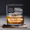 Custom Family Name We The People 250 Years of Freedom 1776-2026 America Flag Whiskey Glass LM32 669347