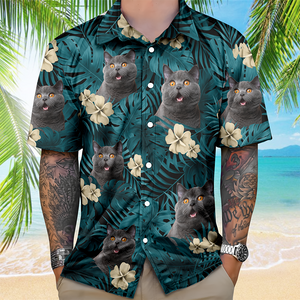 Custom Cat Photo Flower Tropical Hawaiian Shirt TH10 892905
