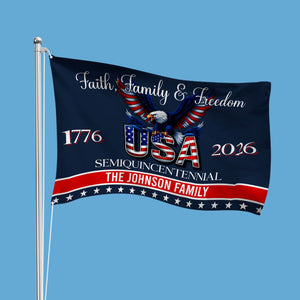 Custom Family Name Faith, Family & Freedom America 250 Years Patriotic Banner House Flag LM32 897717