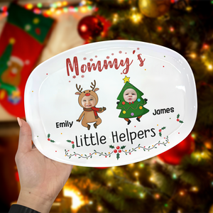 Custom Photo Grandma Little Helpers - Personalized Platter Christmas Gift For Mom And Grandma CH07 896312
