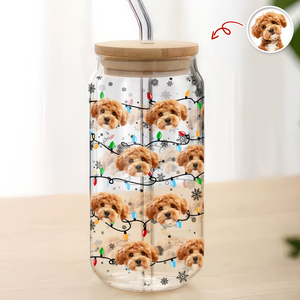Custom Puppy Face Christmas Light Glass Can With Lid Gift For Dog Lovers CH07 896934