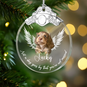 Custom Photo Not A Day Goes By Memorial Dog Cat Metal Top Glass Ornament HA75 897174