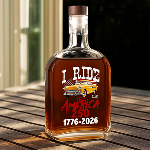 Custom Car Photo I Ride for America 250 Whiskey Bottle HA75 898220