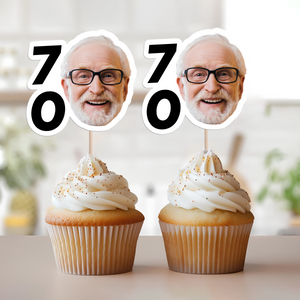 Custom Face Photo And Age For Birthday Party Cupcake Toppers TH10 892593
