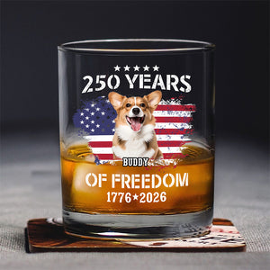 Custom Dog Photo Celebrate 250 Years of America Whiskey Glass CH07 899676