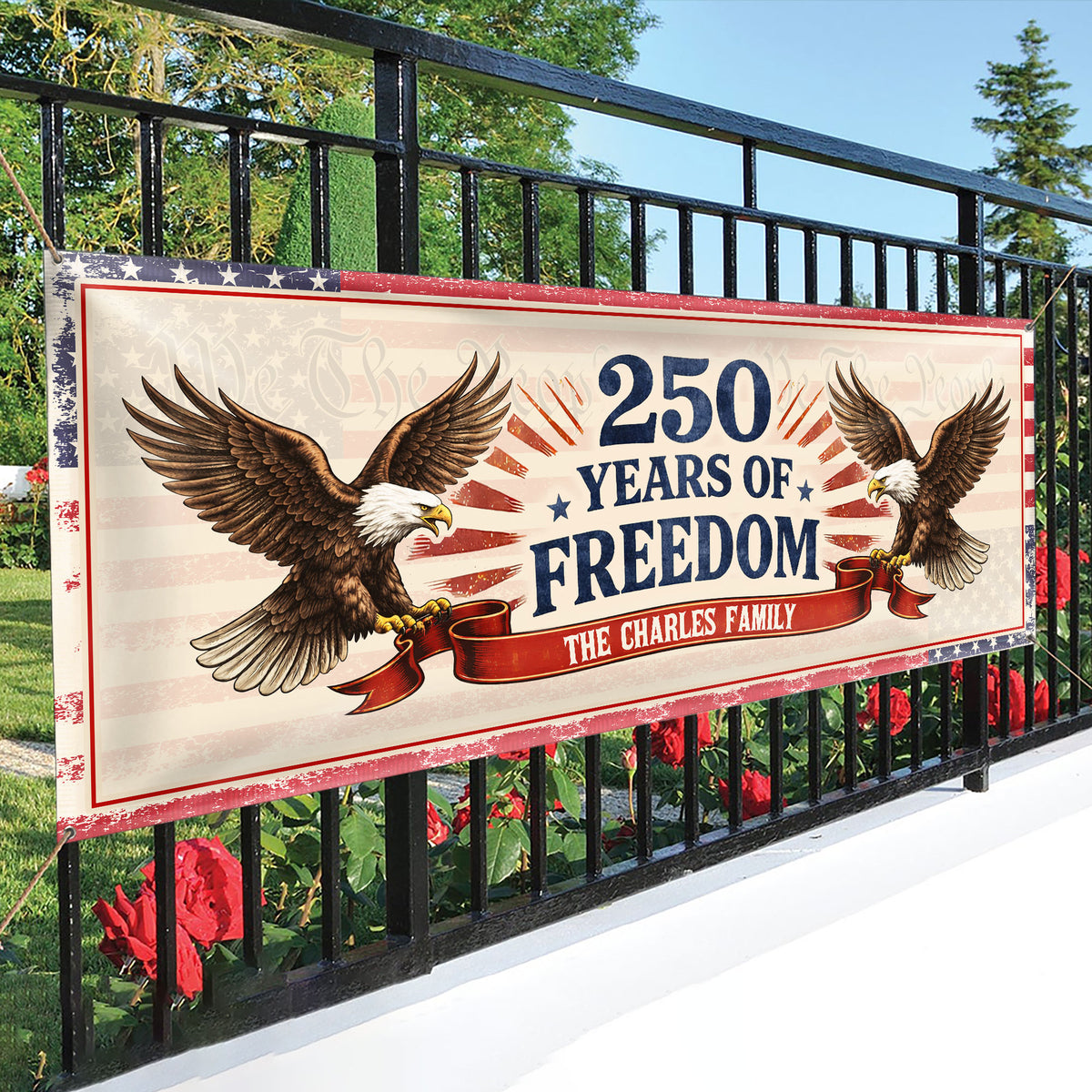 Personalized Family Name 250 Years Of Freedom Banner TH10 898911