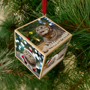 Custom Cat Photo Merry Christmas Cube Ornament For Cat Lover TH10 894611