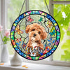 Custom Dog Photo With Flower Memorial Stained Glass Suncatcher, Pet Loss Gift HO82 894318