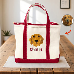 Custom Pet Face Embroidered Monogram Beach Bag HO82 894238