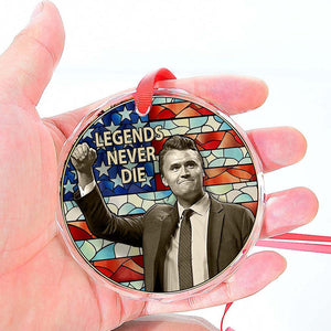 Charlie Kirk Legends Never Die Glass Ornament TH10 896371
