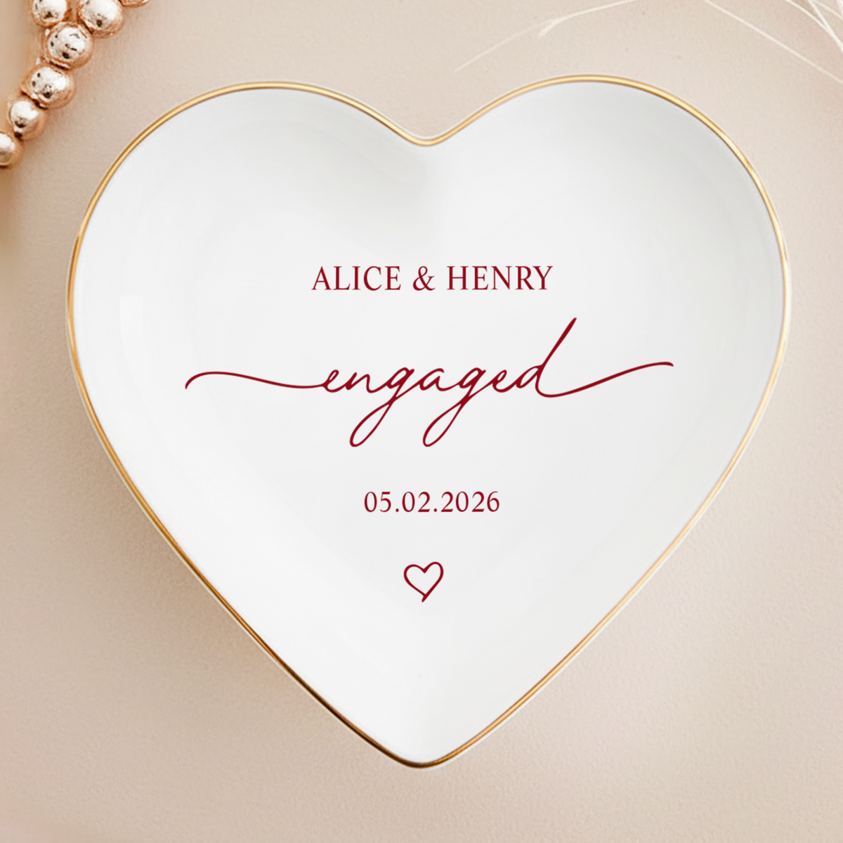 Custom Name Wedding Ring Dish – Personalized Engagement Jewelry Dish for Bride LM32 899253