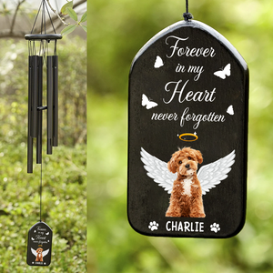 Forever in My Heart, Never Forgotten Custom Photo Dog Cat Memorial Wind Chimes CH07 895424