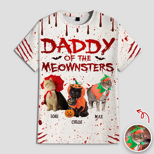 Custom Photo Daddy And Mommy Of The Meowster 3D Shirt For Halloween TH10 894971