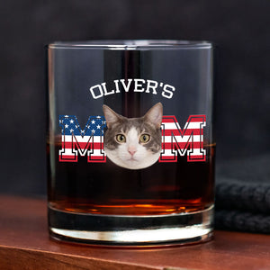 Custom Photo Cat Dad US Flag Rock Glass HA75 892408