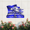 Custom Family Name Eagle & American Flag Monogram Metal Sign LM32 897901