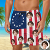 Custom Funny Face American Flag Beach Shorts - Personalized Summer Gift LM32 899873