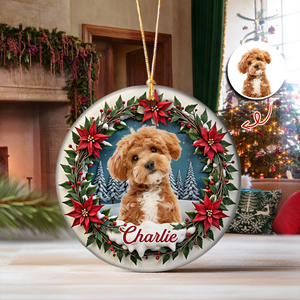 Custom Photo Dog Personalized Ceramic Ornament For Christmas HA75 897060