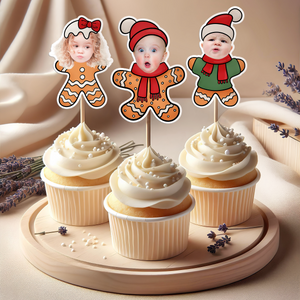 Custom Photo Cute Gingerbread Cupcake Topper Christmas Gift For Family CH07 896358
