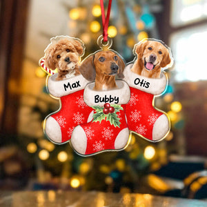 Custom Photo Peeking Dog On Christmas Stocking Personalized Acrylic Ornament Christmas Gift For Dog Lovers CH07 896280