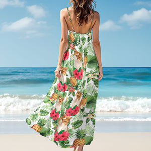 Custom Cat Photo Tropical Women's V-Neck Cami Maxi Dress HO82 893606